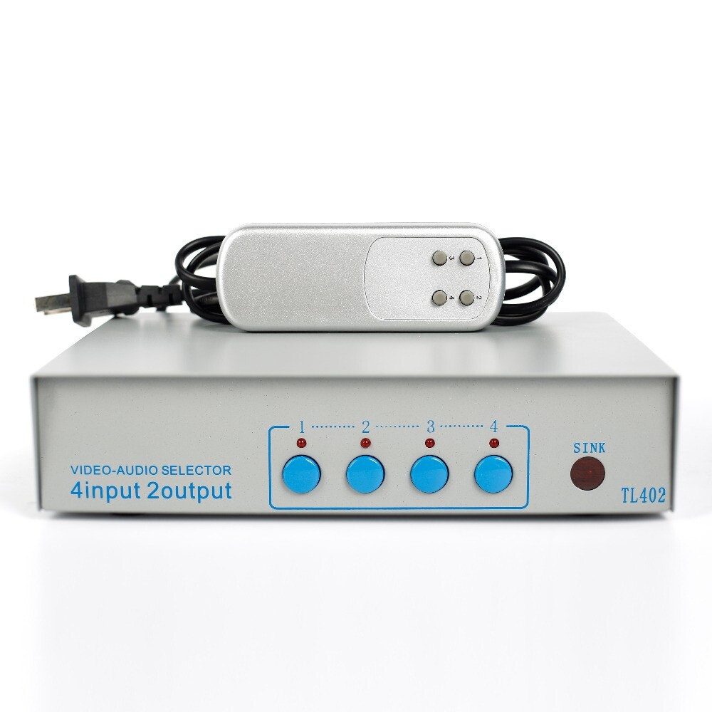 Audio Et Vidéo Switcher Avec TV Télécommande Clé 4 Way Entrée 2 Way Sortie