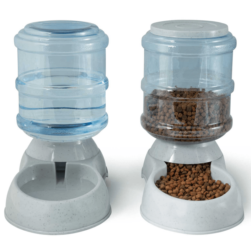 Lot de 2 distributeurs automatiques croquettes et eau 3,75 L pour chien et chat Lot de 2 distributeurs automatiques croquettes et eau 3,75 L pour chien et chat