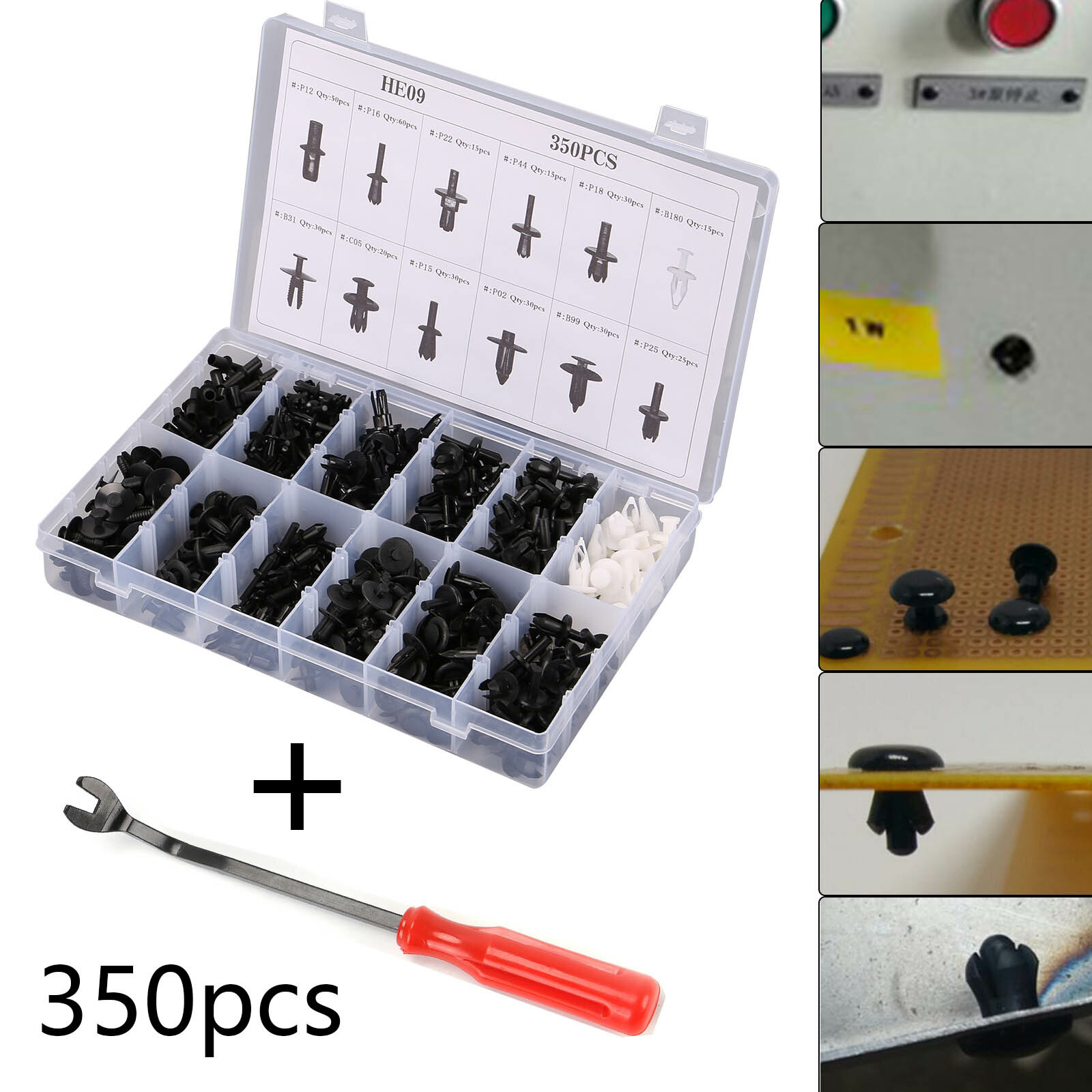 350Pcs Rivets Fixation de Type Poussoir Clip Plastique Pare-boue Voiture Auto 350Pcs Rivets Fixation de Type Poussoir Clip Plastique Pare-boue Voiture Auto