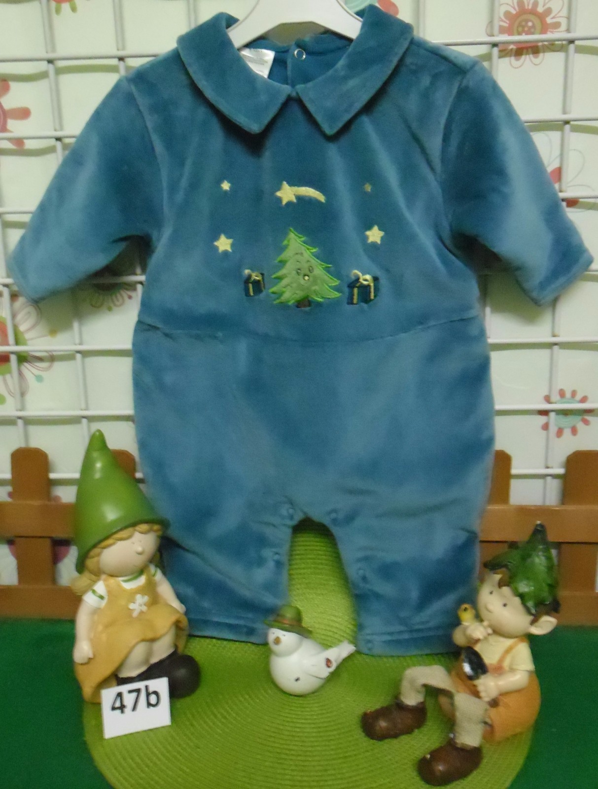 vêtements garçon 6 mois,combinaison velours thème noël