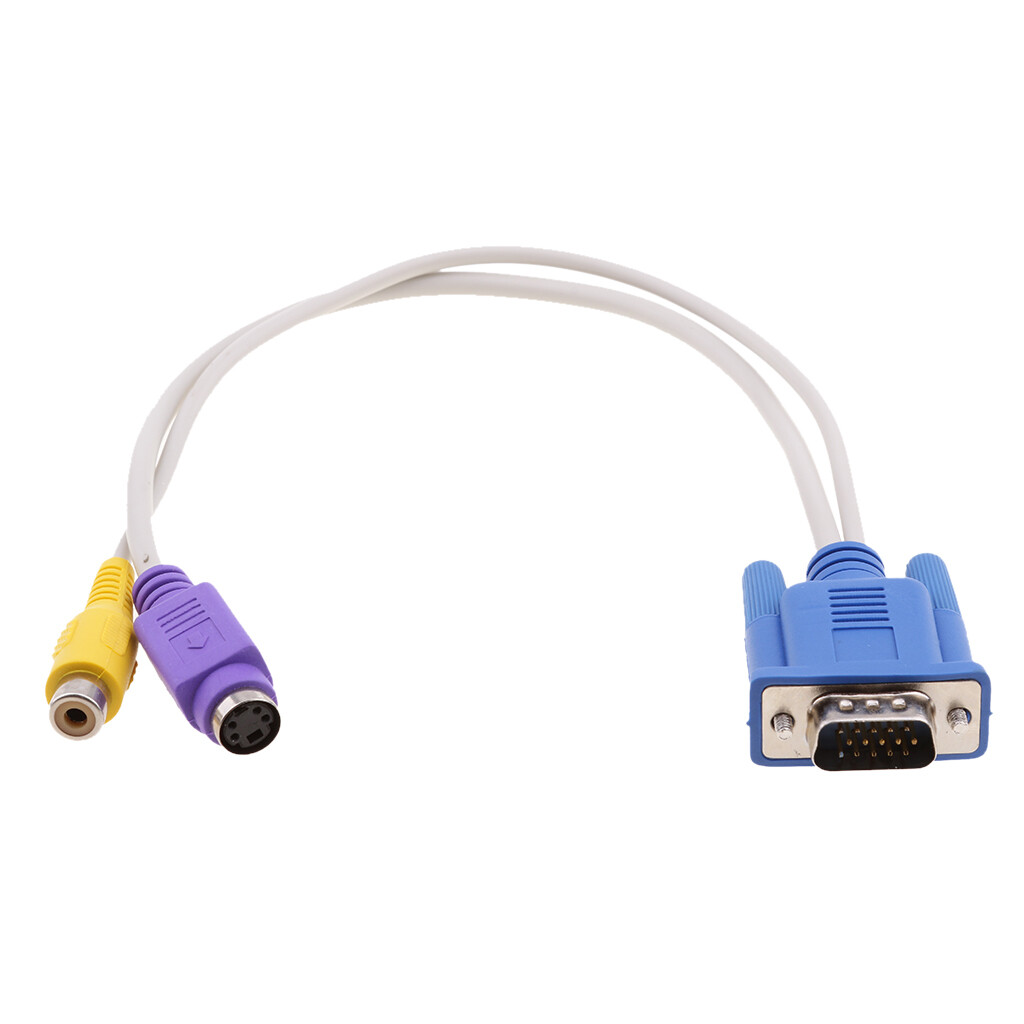 Câble Adaptateur Vidéo VGA Vers S-Vidéo et RCA TV