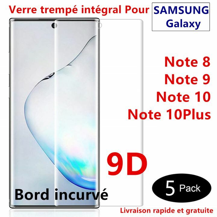 VITRE VERRE TREMPE SAMSUNG NOTE 8/9/NOTE 10 PLUS FILM PROTECTION ECRAN INTÉGRAL