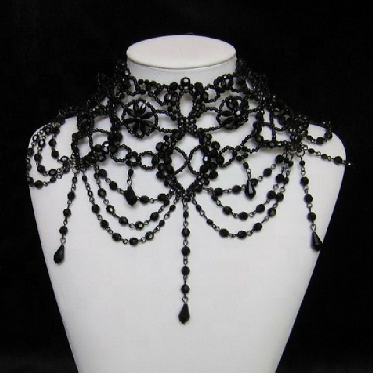Gothic Collier Et Boucles D’Oreilles Set Choker Collier Noir Bijoux Folkloriques Gothic Collier Et Boucles D’Oreilles Set Choker Collier Noir Bijoux Folkloriques