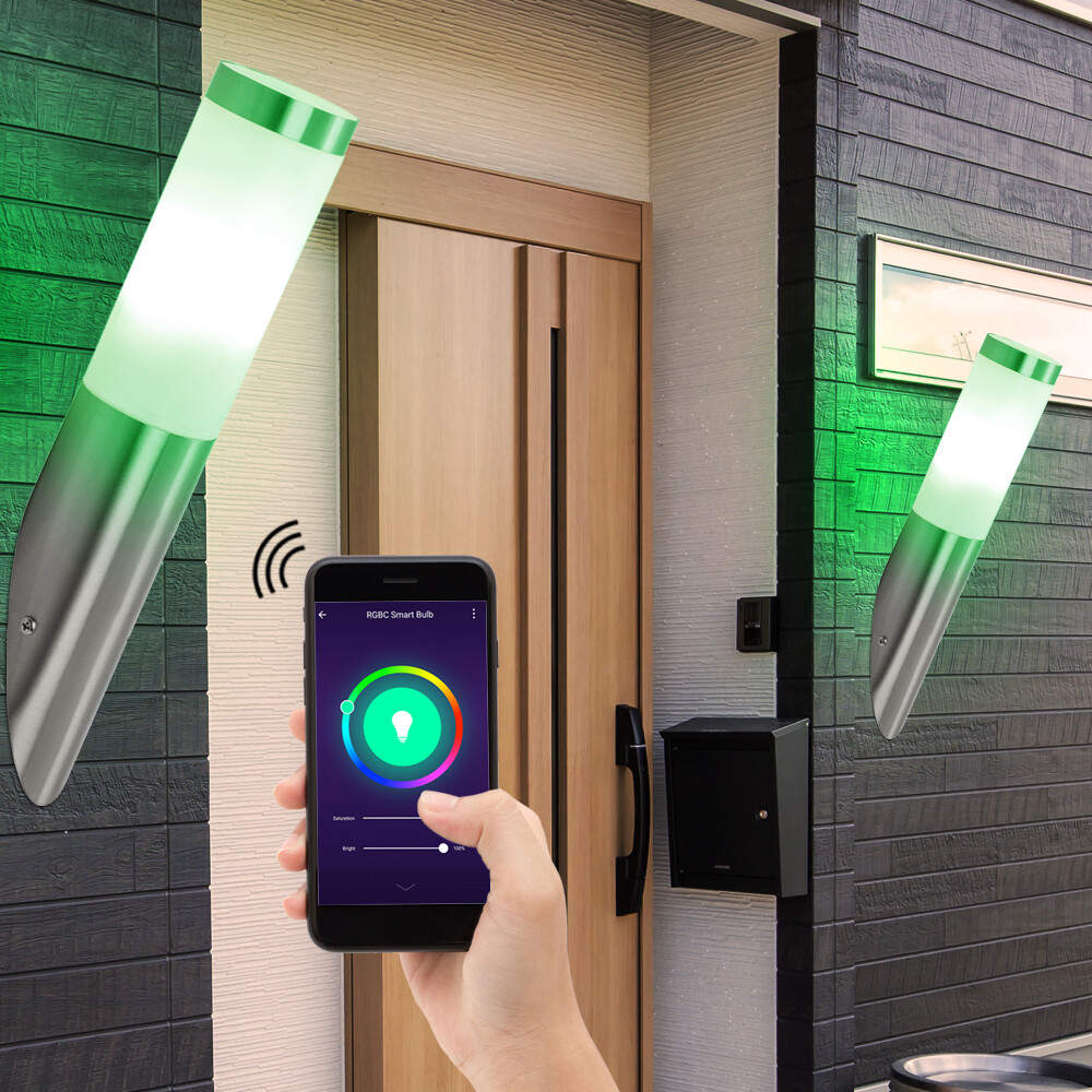 2x Smart Accueil LED Extérieur Lampes Entrée de Hof Terrasse RGB Mur Variateur