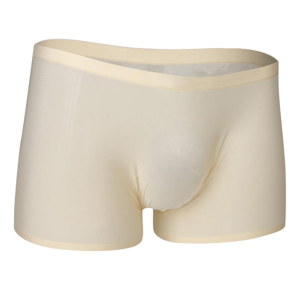 Sous-vêtements en soie pour hommes slips sans couture sexy jambe courte XXL