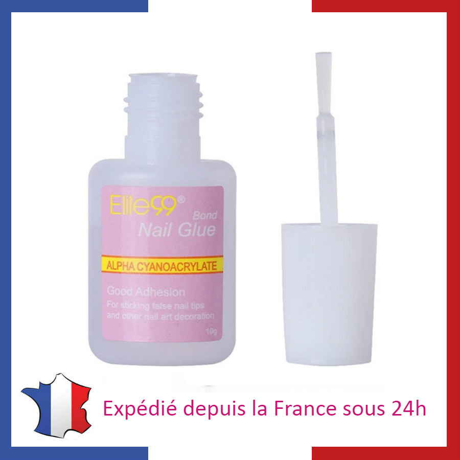 Lot de Colle avec Pinceau pour Faux Ongles Capsules Tips Manucure Nail Art Gel