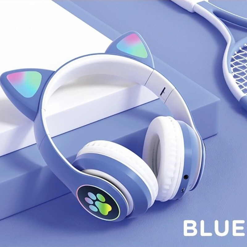 Casque d’oreille sans fil Bluetooth LED lumières micro oreillettes stéréo fille Casque d’oreille sans fil Bluetooth LED lumières micro oreillettes stéréo fille