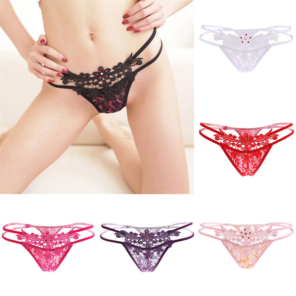 Lingerie en dentelle pour femmes Slip G-string Culotte de sous-vêtements T Lingerie en dentelle pour femmes Slip G-string Culotte de sous-vêtements T