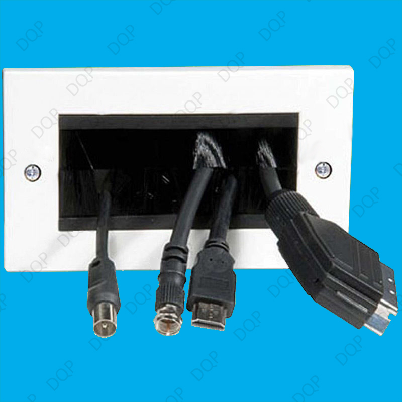 2x Plaque Brosse 2 Bande Câble Rangé ,TV Av Ordinateur Imprimante Mur Port Étuis