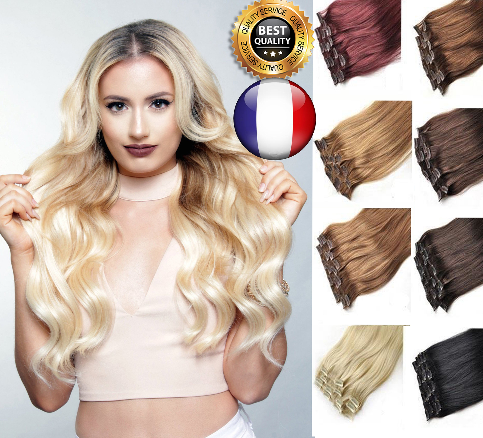 FR EXTENSIONS A CLIPS 100 % CHEVEUX NATURELS QUALITE REMY 40-60 cm FR EXTENSIONS A CLIPS 100 % CHEVEUX NATURELS QUALITE REMY 40-60 cm