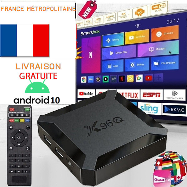 Boitier X96 Q 1GB/8GB ANDROID 10 IP&TV SMART BOX 4K Ultra HD WiFi Boitier X96 Q 1GB/8GB ANDROID 10 IP&TV SMART BOX 4K Ultra HD WiFi