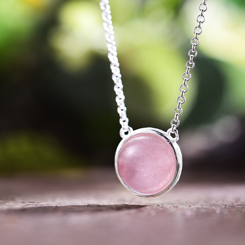Couleur de bonbon naturel Collier de pierres précieuses rondes Bijoux argent 925 Couleur de bonbon naturel Collier de pierres précieuses rondes Bijoux argent 925