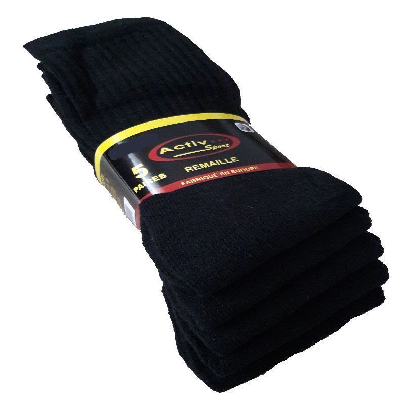 Paires de chaussettes tennis uni Noir, Blanc ou Gris  pour homme ou femme