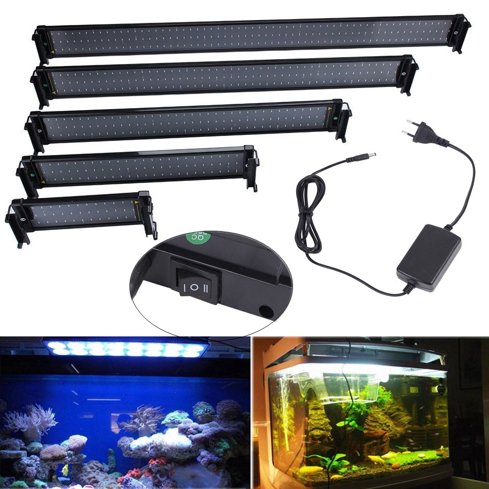 30-118 cm Eclairage Aquarium Poisson Rampe LED Eau Douce Lumière 8500K