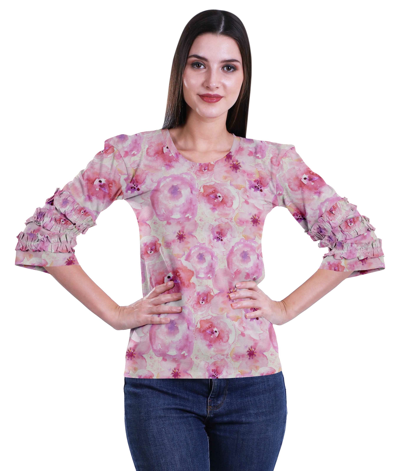 Moomaya Vêtements Décontractés À Manches Évasées Pour Femmes- FL-1024A_5 Moomaya Vêtements Décontractés À Manches Évasées Pour Femmes- FL-1024A_5