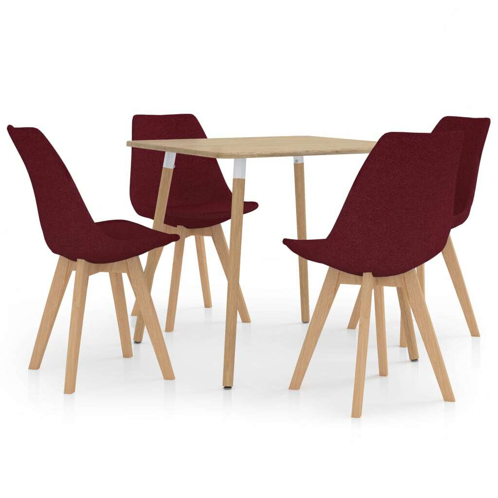 vidaXL Ensemble de Salle à Manger 5 pcs Rouge Bordeaux Dîner Mobilier Cuisine