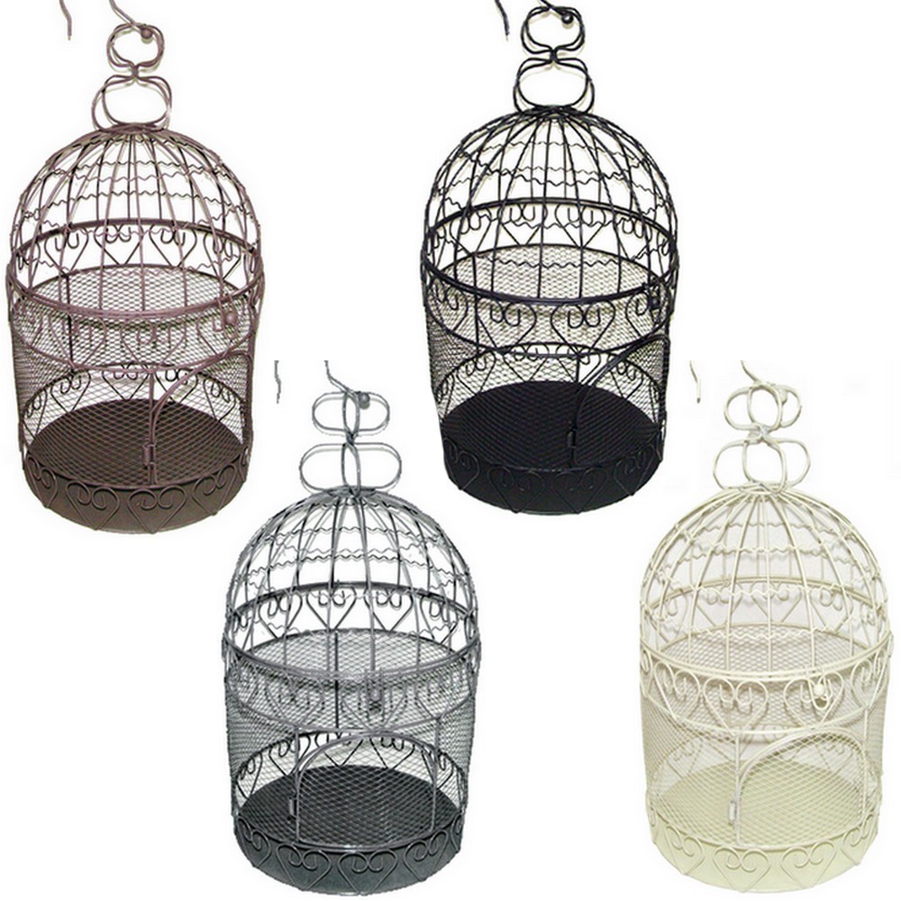 CAGE A OISEAUX COEURS METAL COLORE