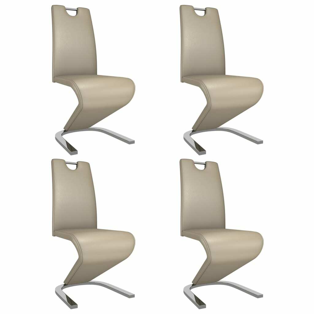 vidaXL 4x Chaises à Dîner avec Forme de Zigzag Cappuccino Similicuir Cuisine