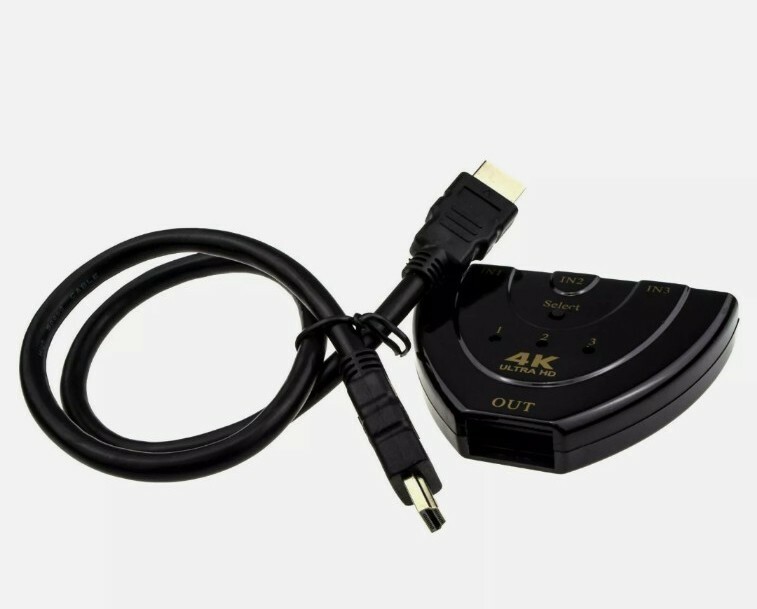 4K Ultra HD 3 Devices to 1 Display HDMI Switcher with Cable [3 way] Splitter