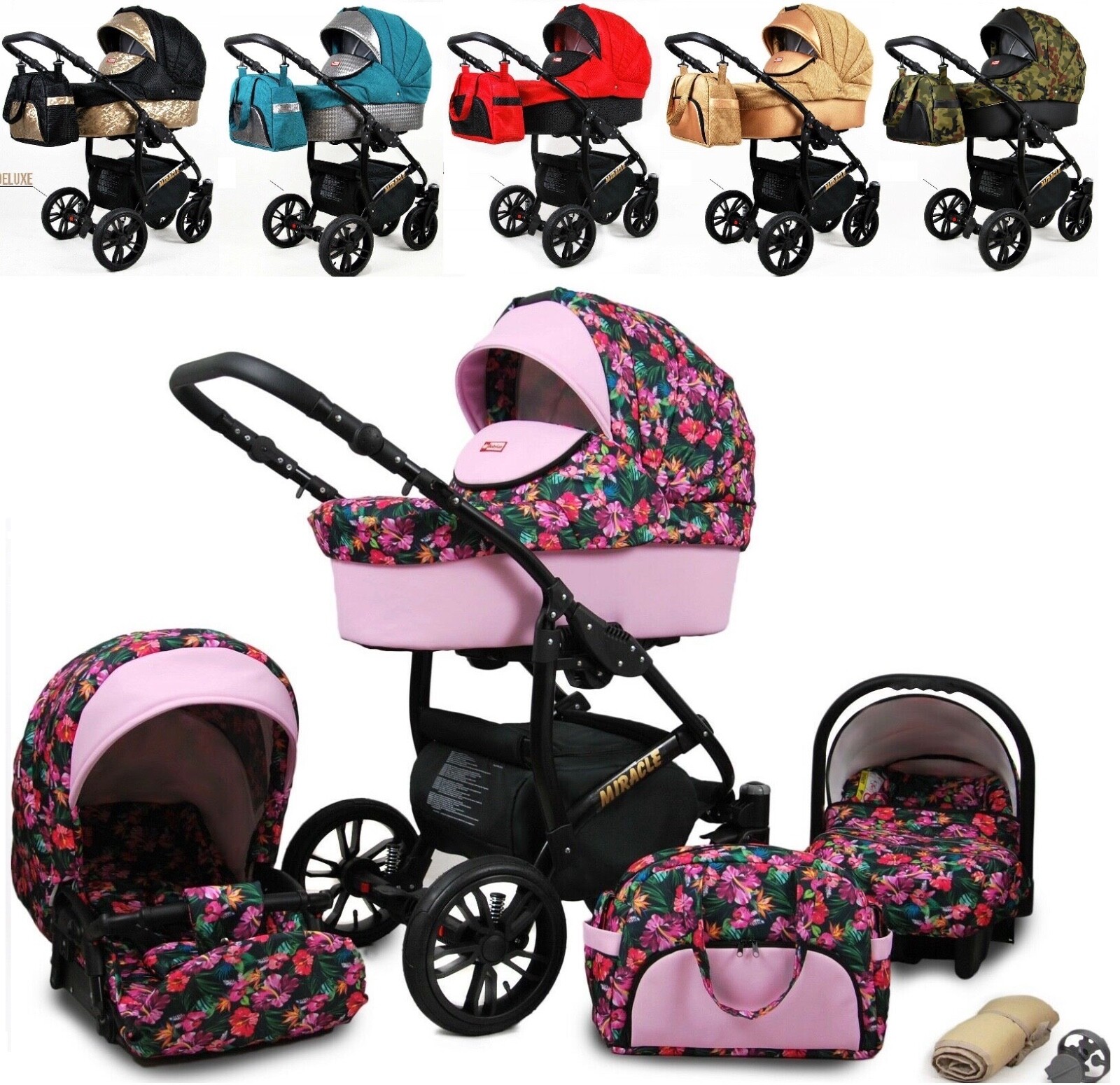 POUSSETTE MIRACLE Trio Eco Cuir Nacelle Combine BEBE LANDAU 3en1 SIEGE AUTO SET POUSSETTE MIRACLE Trio Eco Cuir Nacelle Combine BEBE LANDAU 3en1 SIEGE AUTO SET