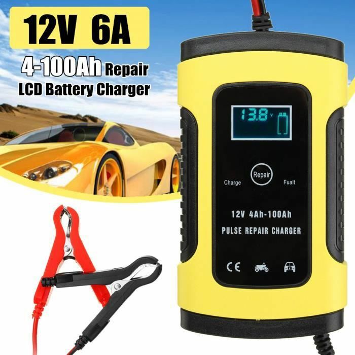 Chargeur Batterie Voiture Intelligent Rapide Auto Moto 6A 12V Ecran LCD Chargeur Batterie Voiture Intelligent Rapide Auto Moto 6A 12V Ecran LCD