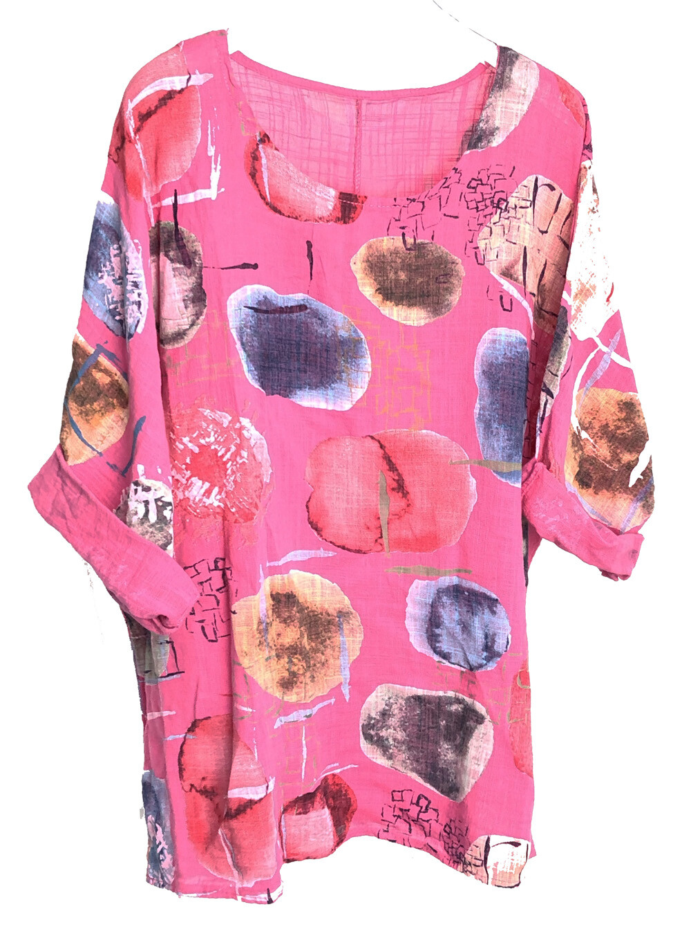 Italien Grande Taille Vêtements Hauts pour Femmes Galaxy Imprimé Très Été Lin Italien Grande Taille Vêtements Hauts pour Femmes Galaxy Imprimé Très Été Lin