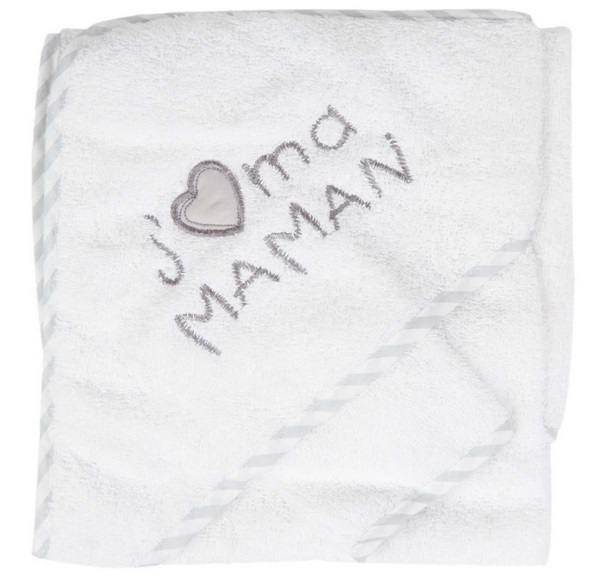 Sortie bain cape serviette bébé avec gant BCGJM cadeau naissance NISSANOU