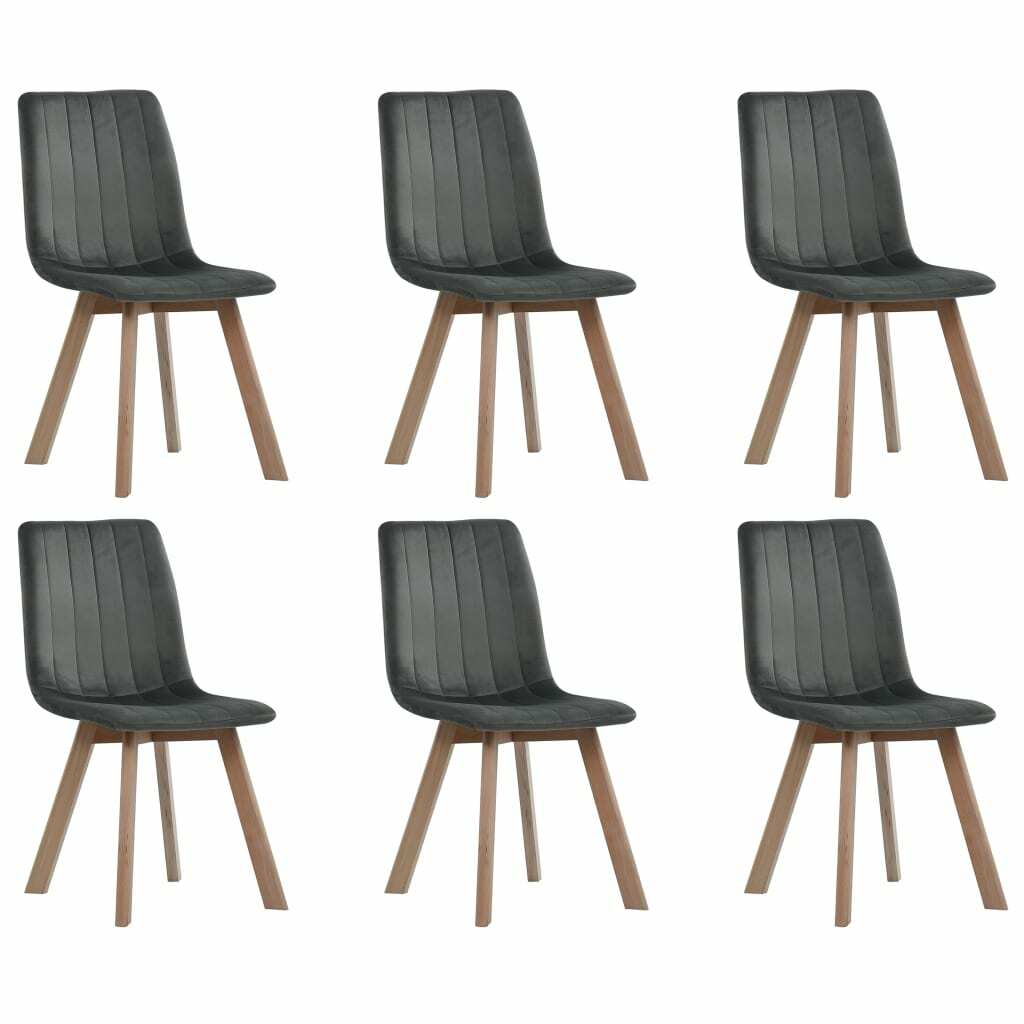vidaXL 6x Chaises de Salle à Manger Gris Velours Dîner Cuisine Repas Maison