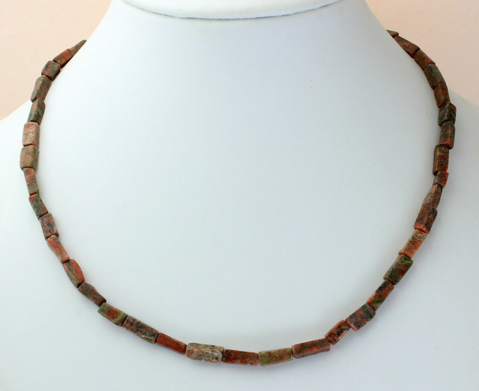 Unakite Chaîne Collier de Pierres Précieuses Rose-Vert Bloc Bijoux Épidote