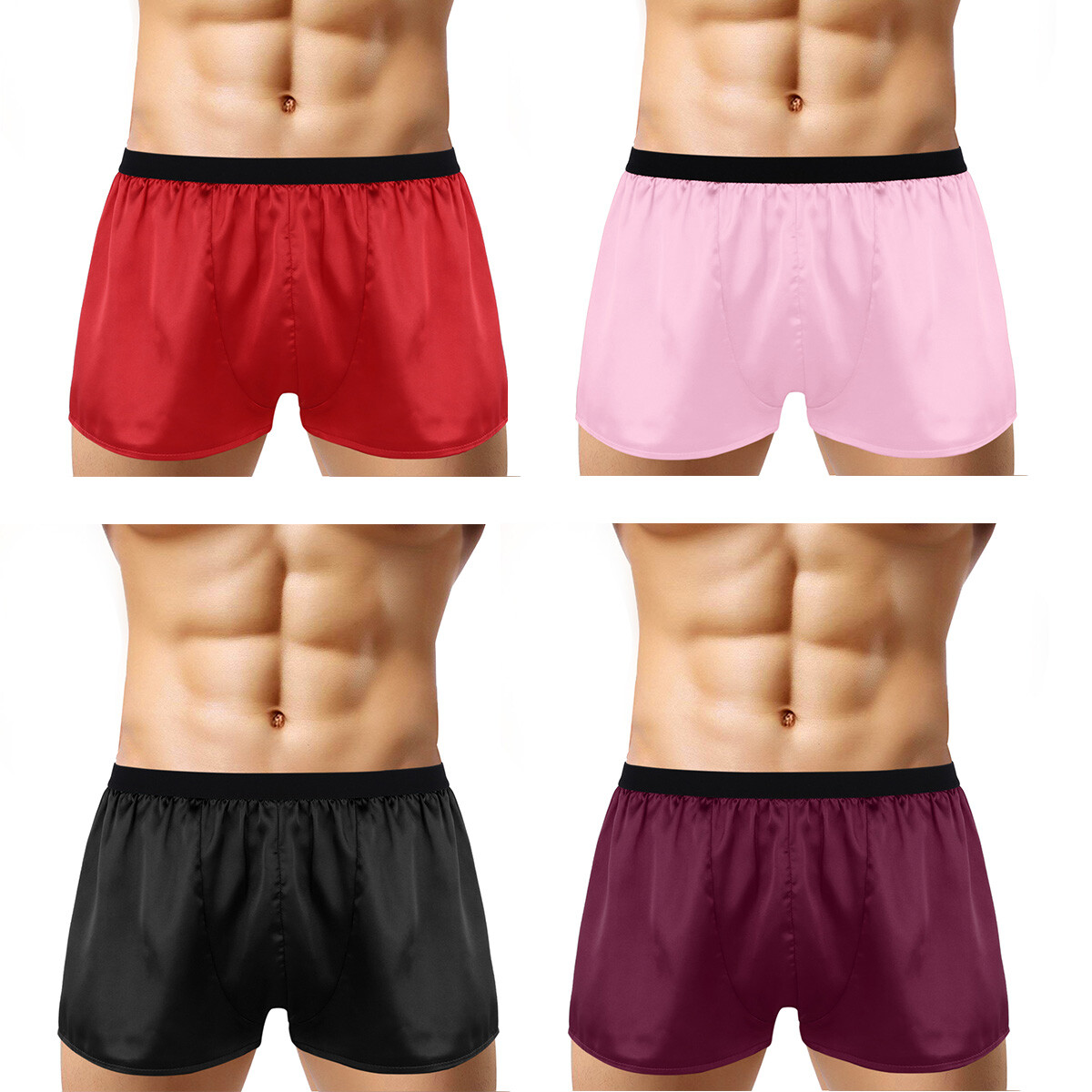 Vêtements De Nuit En Satin Pour Hommes Sous Sport Décontracté Shorts De Boxe Vêtements De Nuit En Satin Pour Hommes Sous Sport Décontracté Shorts De Boxe