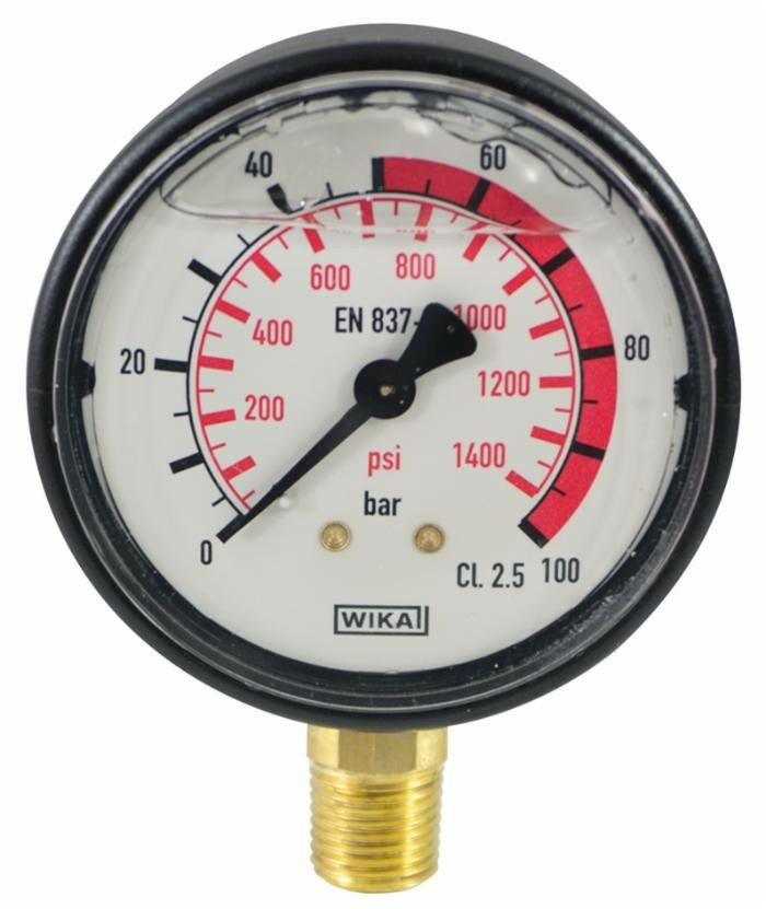 Manomètre à bain de glycérine 0 – 100 bars – M 1/4″ Manomètre à bain de glycérine 0 – 100 bars – M 1/4″