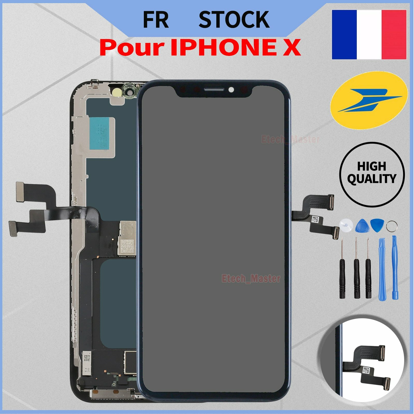 LCD OLED POUR IPHONE X/10 ECRAN VITRE TACTILE 5.8” SUR CHASSIS NOIR + OUTILS