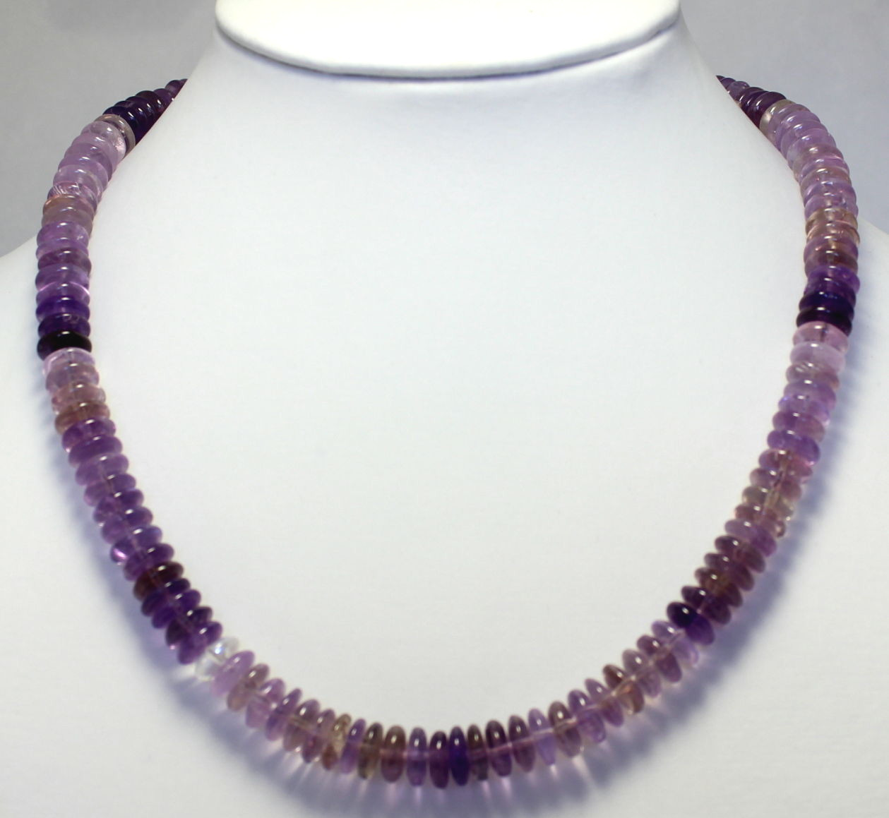 Améthyste Collier de Pierres Précieuses Lentilles Mauve Dégradé Bijoux 925 Améthyste Collier de Pierres Précieuses Lentilles Mauve Dégradé Bijoux 925