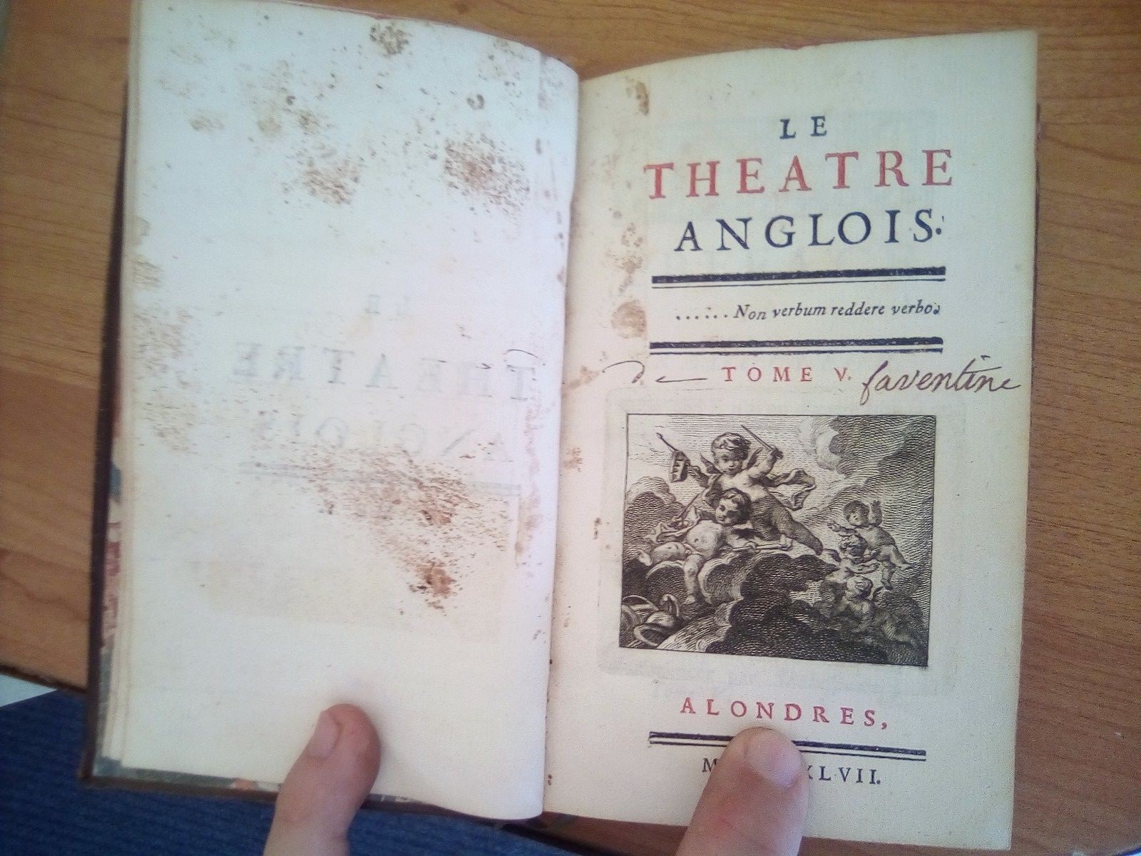 Lot livre ancien:Le Théatre anglois , T5-E.O.-1747 Lot livre ancien:Le Théatre anglois , T5-E.O.-1747