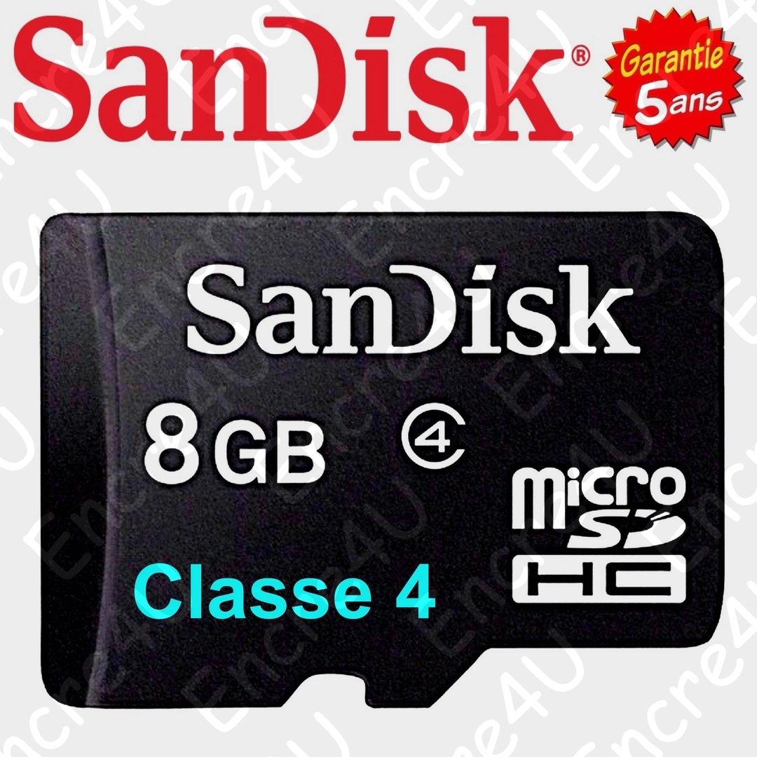 Carte Mémoire SANDISK 8 Go Gb Micro SDHC – Dispo aussi en : 4 16 32 64 128 Giga