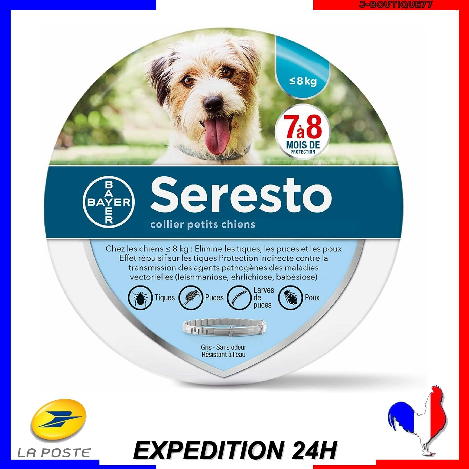 Bayer Seresto 38 cm Collier Antiparasitaire pour Chiens moins de 8 kg… Bayer Seresto 38 cm Collier Antiparasitaire pour Chiens moins de 8 kg…