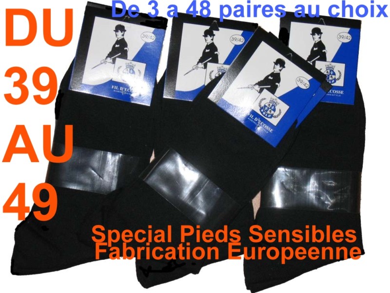 LOT DE 3 a 48 PAIRES – CHAUSSETTES FIL D’ECOSSE NOIRES LOT DE 3 a 48 PAIRES – CHAUSSETTES FIL D’ECOSSE NOIRES