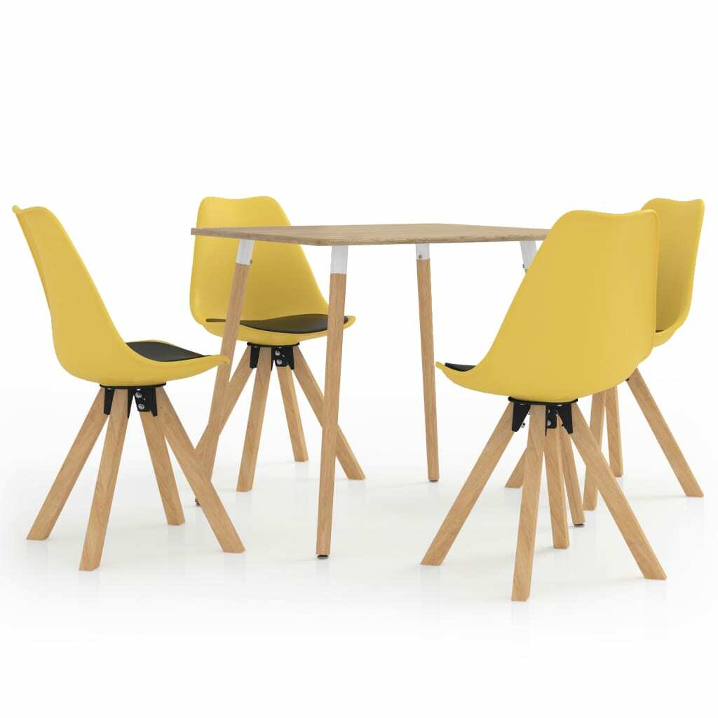 vidaXL Ensemble de Salle à Manger 5 pcs Noir et Jaune Table et Chaises Cuisine vidaXL Ensemble de Salle à Manger 5 pcs Noir et Jaune Table et Chaises Cuisine