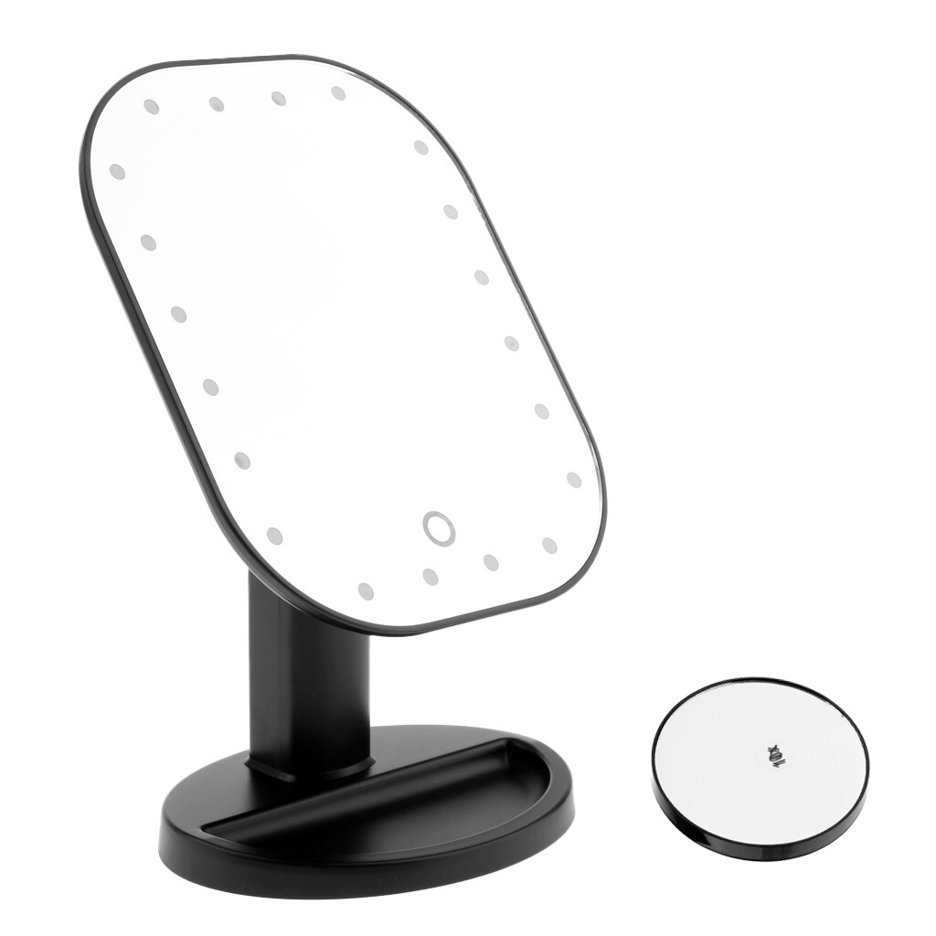Miroir de Maquillage sur Pied Cosmétique + Miroir Grossissant 10x pour