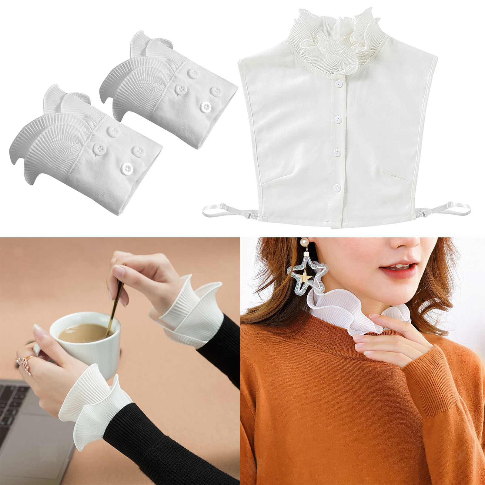 Chemise femme Vêtements Accessoires Volants en coton Faux col et manchette Chemise femme Vêtements Accessoires Volants en coton Faux col et manchette