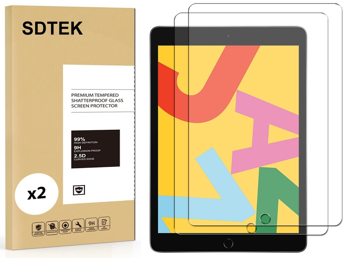 2x SDTEK Verre Trempé pour Apple iPad 10.2 (2019/2020) Protection écran 2x SDTEK Verre Trempé pour Apple iPad 10.2 (2019/2020) Protection écran