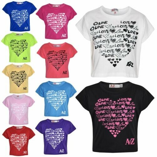 Haut Fille Enfants Amour Élégant Imprimé Mode Trendy T Shirt Court Âge 7-13 Ans Haut Fille Enfants Amour Élégant Imprimé Mode Trendy T Shirt Court Âge 7-13 Ans