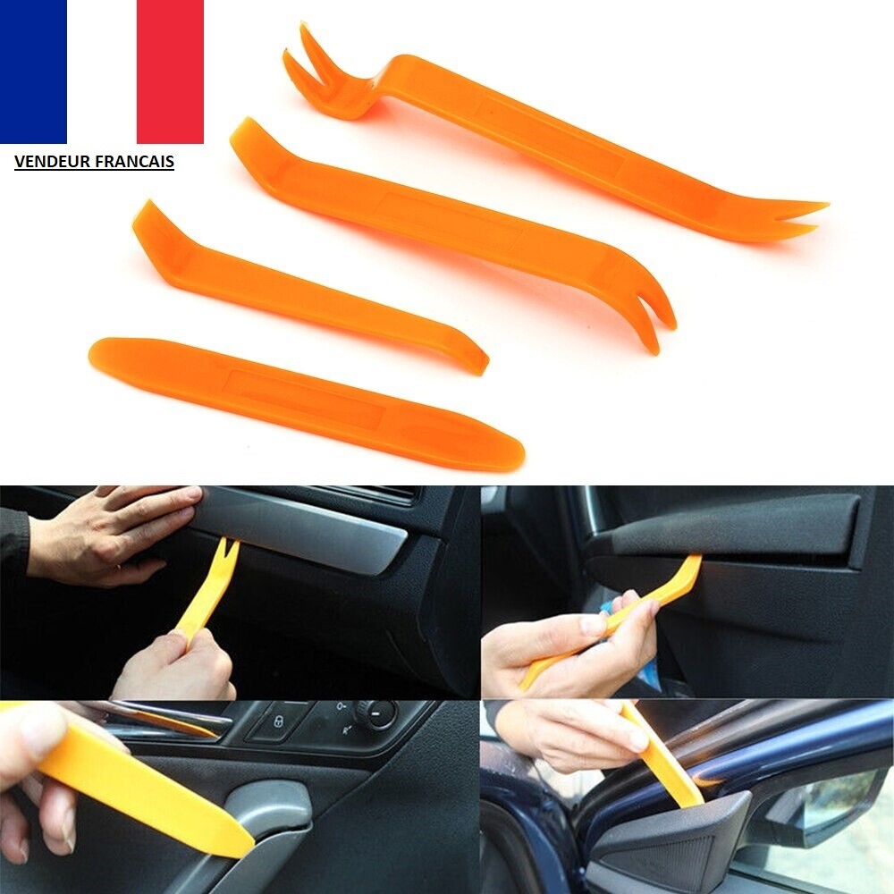 4pcs Kit Outils de Démontage Garniture Intérieure Voiture Porte Tableau de Bord