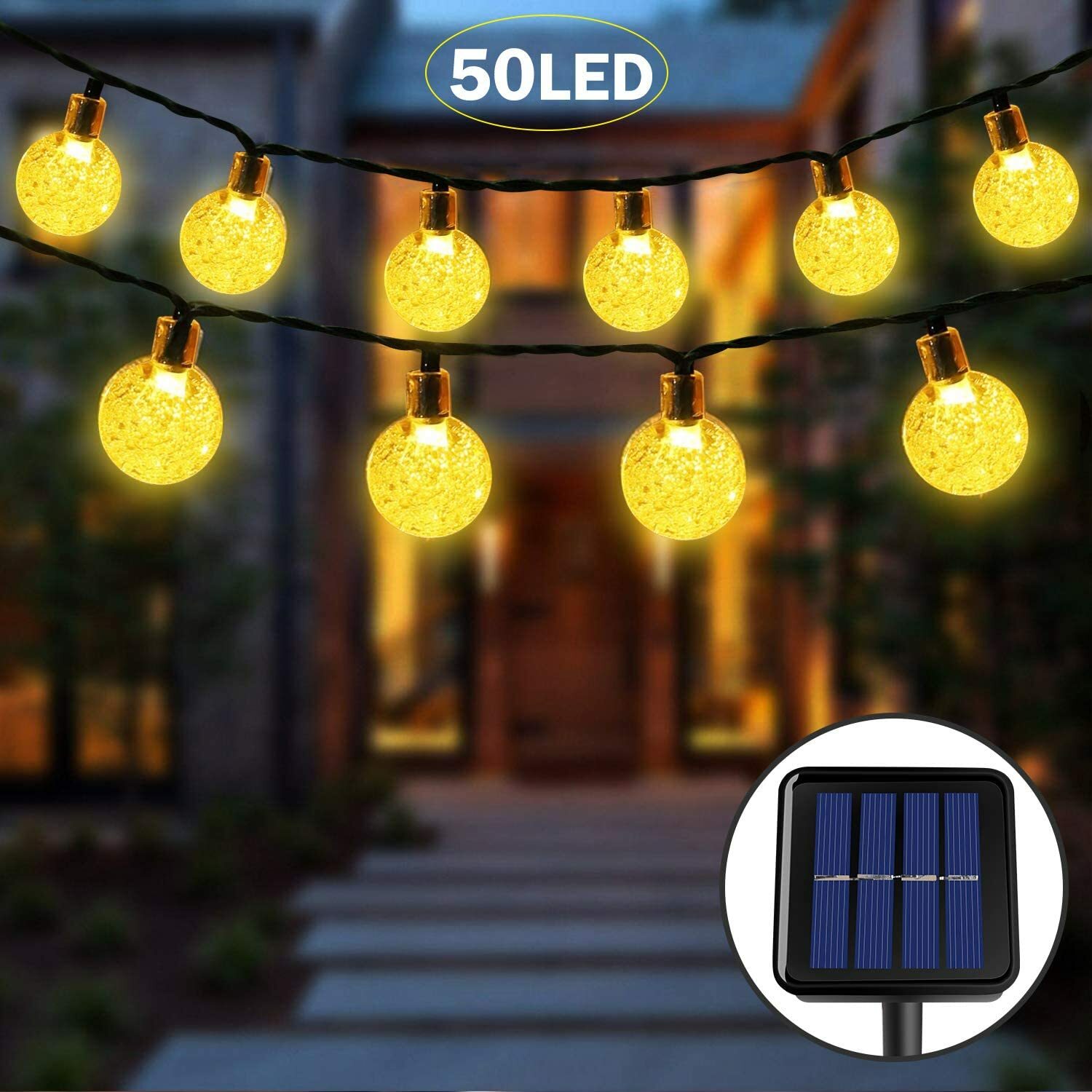 Guirlande Solaire Lumineuse Décoration Extérieur Terrasse Jardin 50 LED 8 Mode