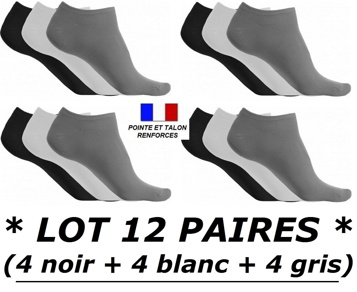12 PAIRES DE SOCQUETTES FEMME HOMME FILLE GARCON COTON CHAUSSETTES ( 35 au 46 ) 12 PAIRES DE SOCQUETTES FEMME HOMME FILLE GARCON COTON CHAUSSETTES ( 35 au 46 )