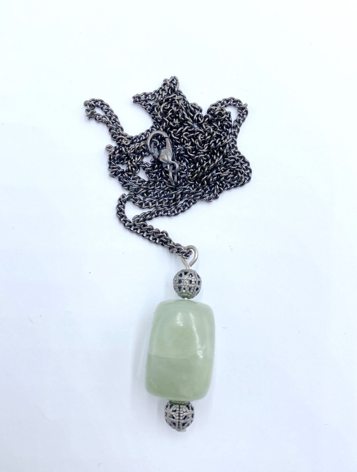 Pendentif Femme Argenté Avec Pierre Vert Neuf Bijoux Fantaisie Steward Cadeau