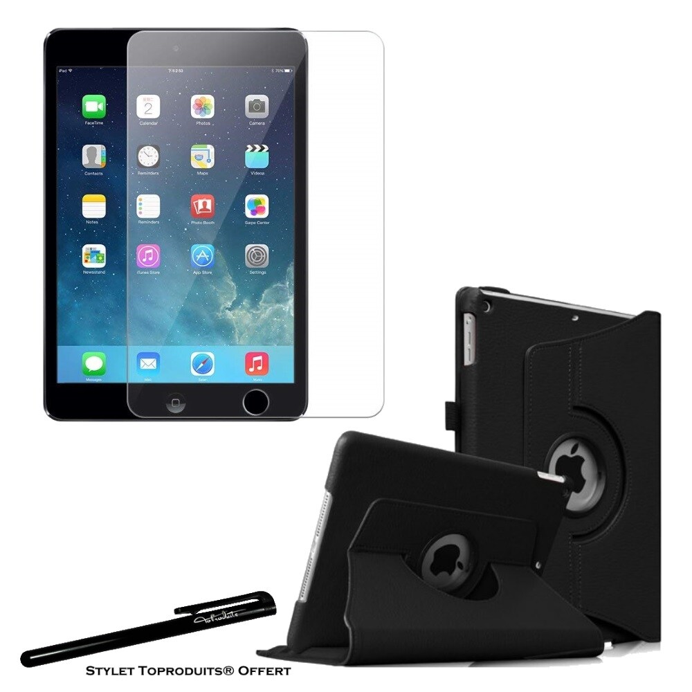 Housse Etui Noir pour Apple iPad Air / Air 2 + Vitre de protection