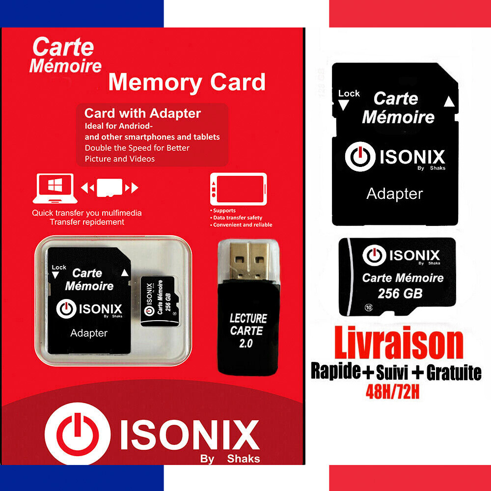 Carte Mémoire Micro SD 32 64 128 256 Go Classe 10+ Adaptateur Lecteur Usb Switch Carte Mémoire Micro SD 32 64 128 256 Go Classe 10+ Adaptateur Lecteur Usb Switch