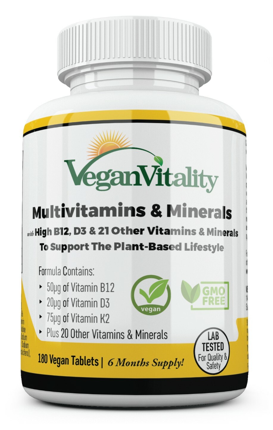 Vegan Vitality Multi Vitamines & Minéraux Avec Haut Résistance B12, D3 & K2