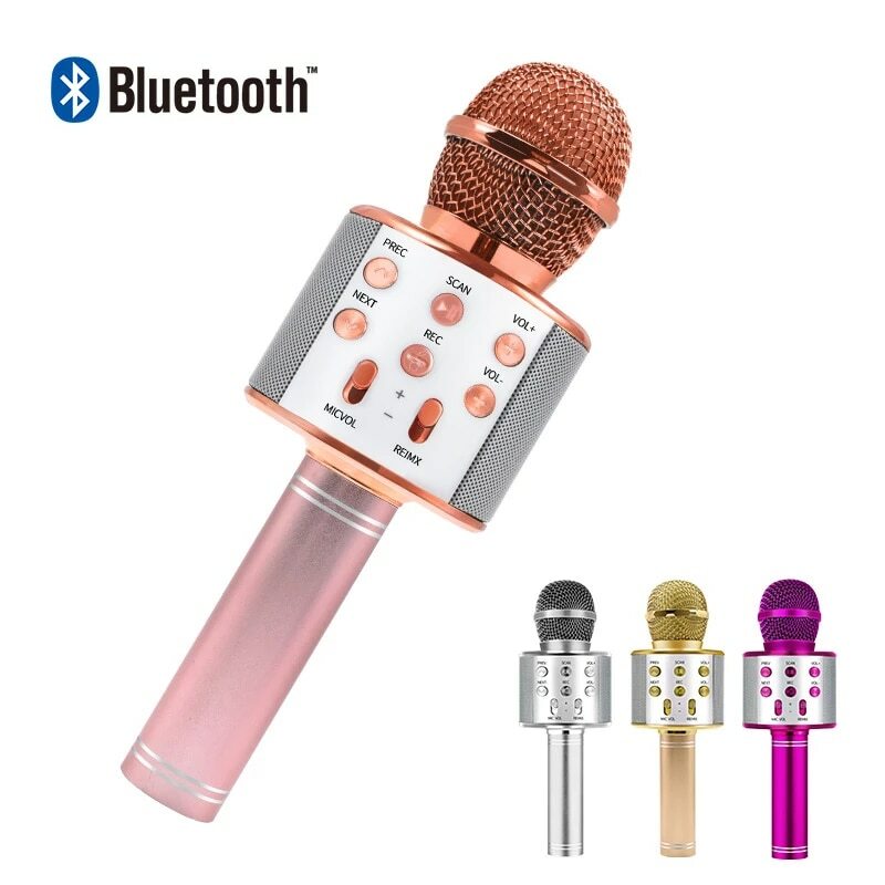 Microphone Karaoké Sans fil avec Bluetooth Haut-Parleurs et Enregistreur